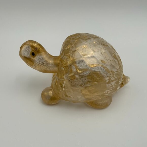 RARE Murano Art Glass Reptile Small Golden Burst Turtle, 6" Long x 4" Tall - Picture 3 of 9
